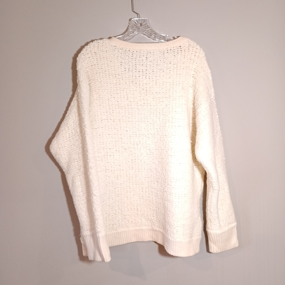 Rag & Bone Jeans Corinne Sherpa Sweater in Ivory Size L - Picture 2 of 5